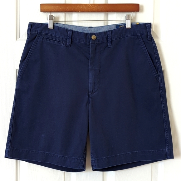Polo Ralph Lauren Classic Relaxed Fit Flat Front Chino Shorts Newport Navy 33 - Picture 1 of 14